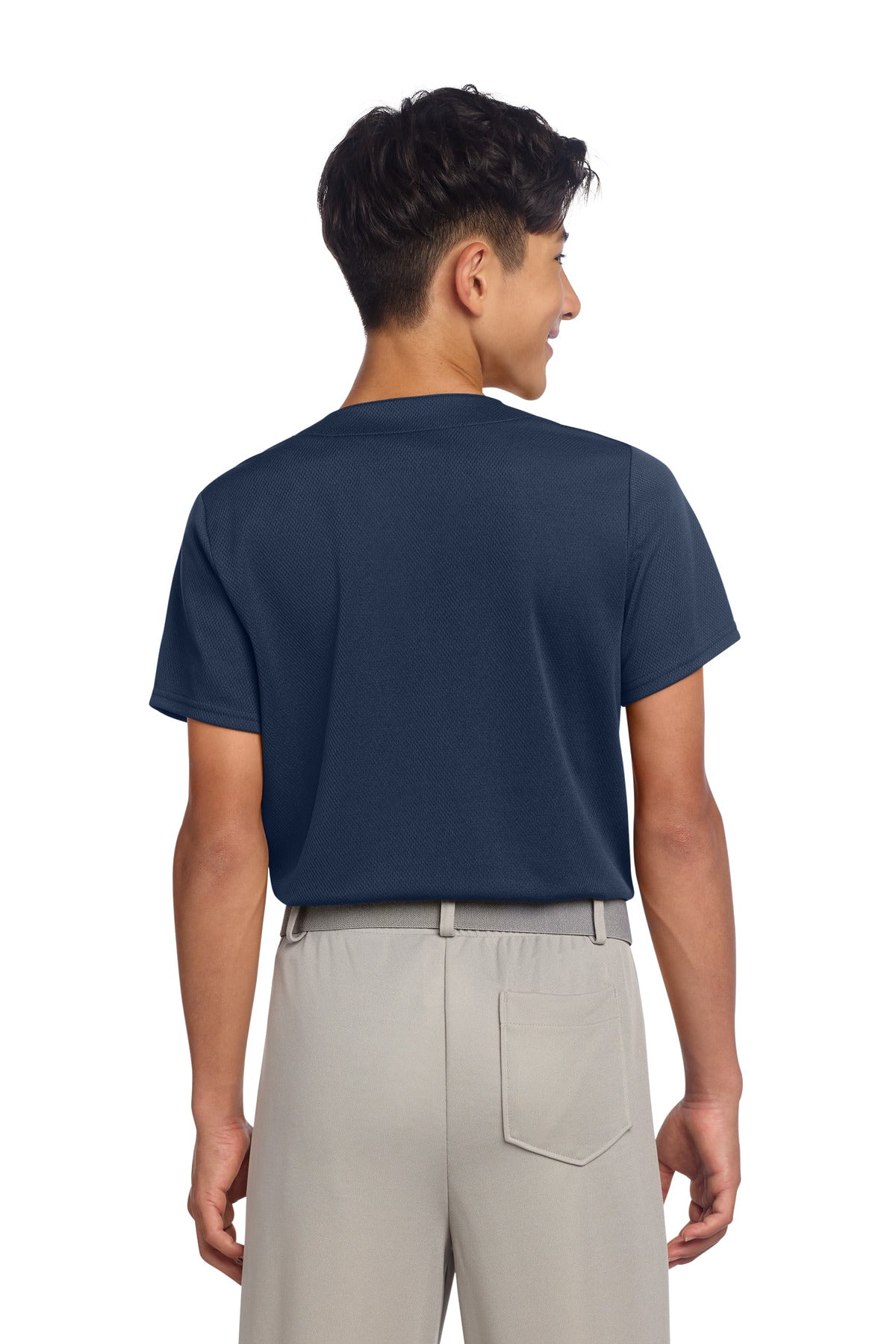 Sport-Tek Youth PosiCharge Tough Mesh Full-Button Jersey - True Navy