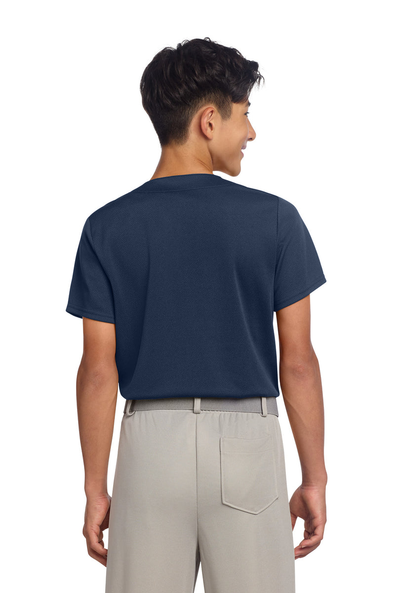Sport-Tek Youth PosiCharge Tough Mesh Full-Button Jersey - True Navy