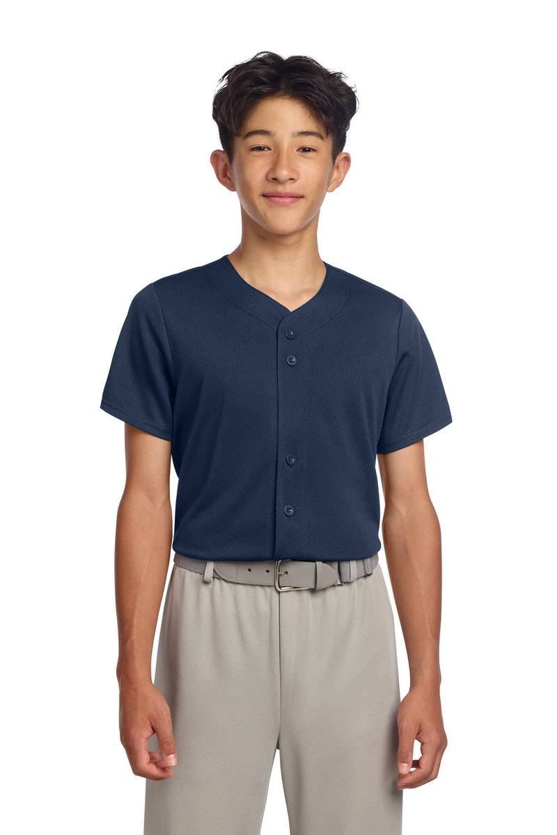 Sport-Tek Youth PosiCharge Tough Mesh Full-Button Jersey - True Navy