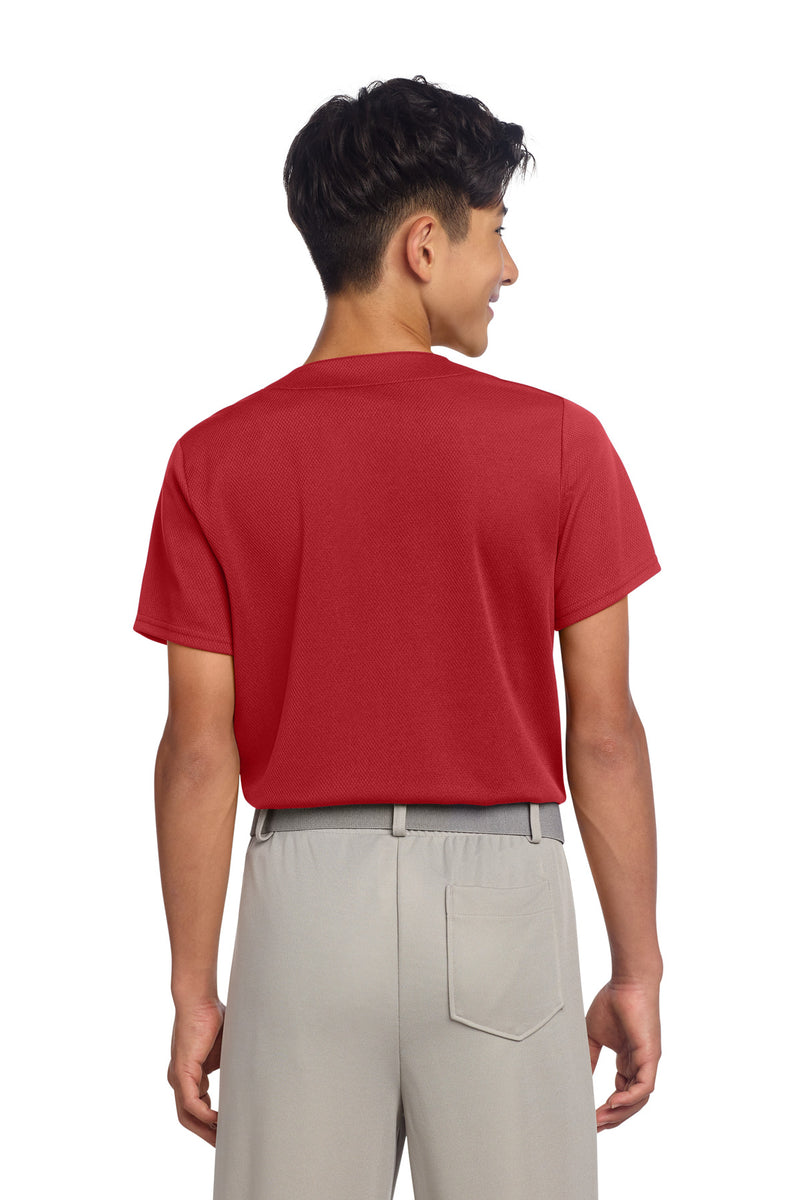 Sport-Tek Youth PosiCharge Tough Mesh Full-Button Jersey - True Red