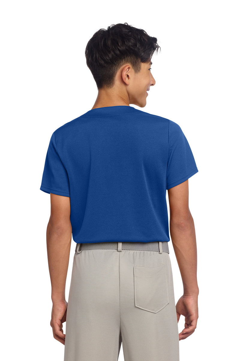 Sport-Tek Youth PosiCharge Tough Mesh Full-Button Jersey - True Royal