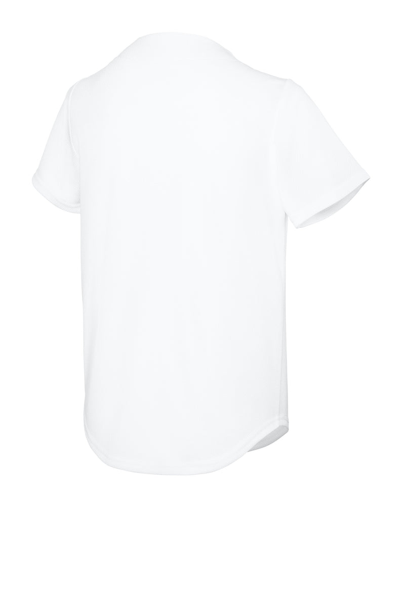 Sport-Tek Youth PosiCharge Tough Mesh Full-Button Jersey - White