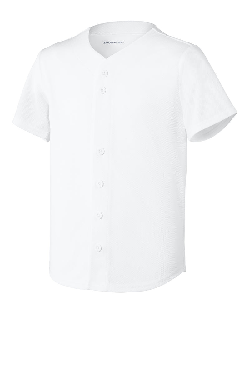 Sport-Tek Youth PosiCharge Tough Mesh Full-Button Jersey - White