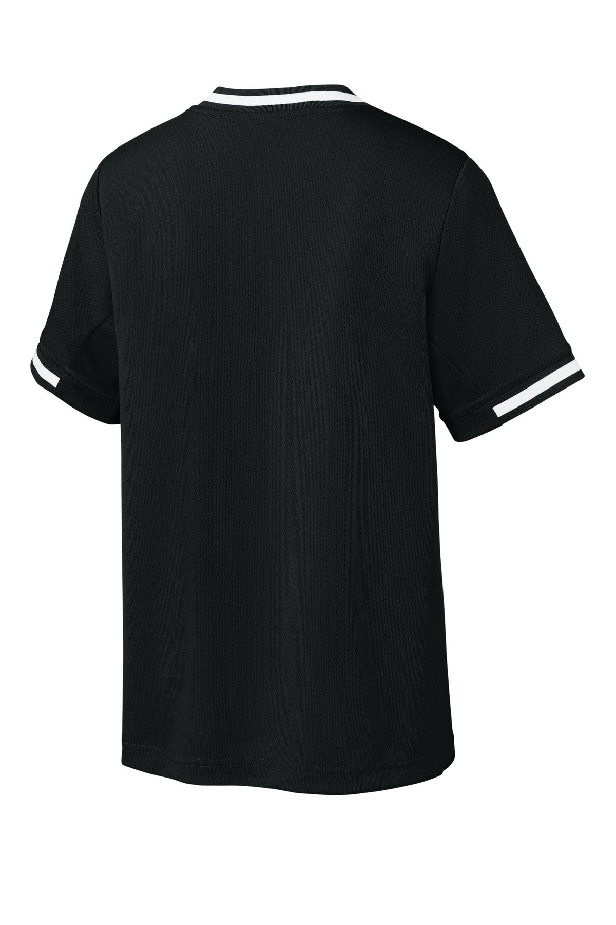 Sport-Tek Youth Tough Mesh V-Neck Baseball Jersey - Black