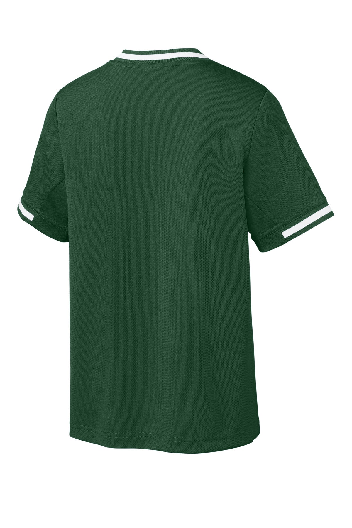Sport-Tek Youth Tough Mesh V-Neck Baseball Jersey - Forest Green