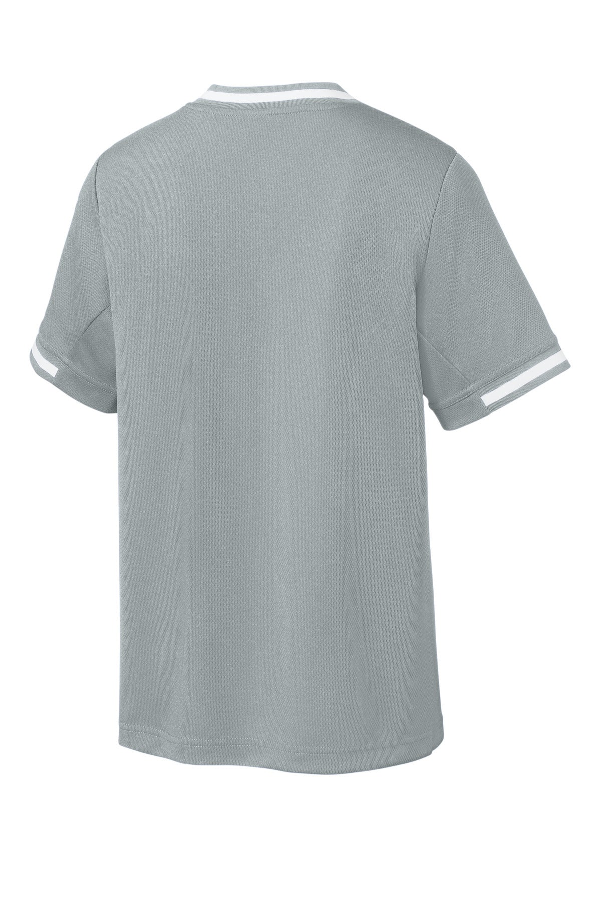 Sport-Tek Youth Tough Mesh V-Neck Baseball Jersey - Silver