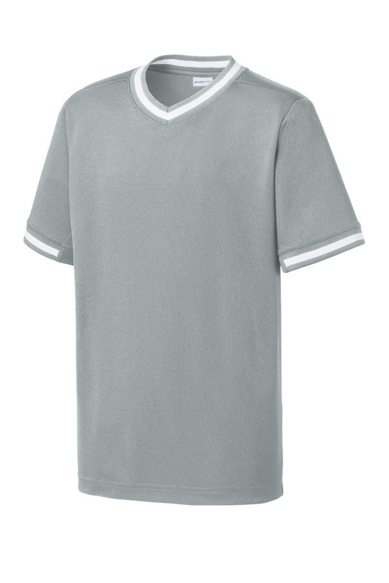 Sport-Tek Youth Tough Mesh V-Neck Baseball Jersey - Silver