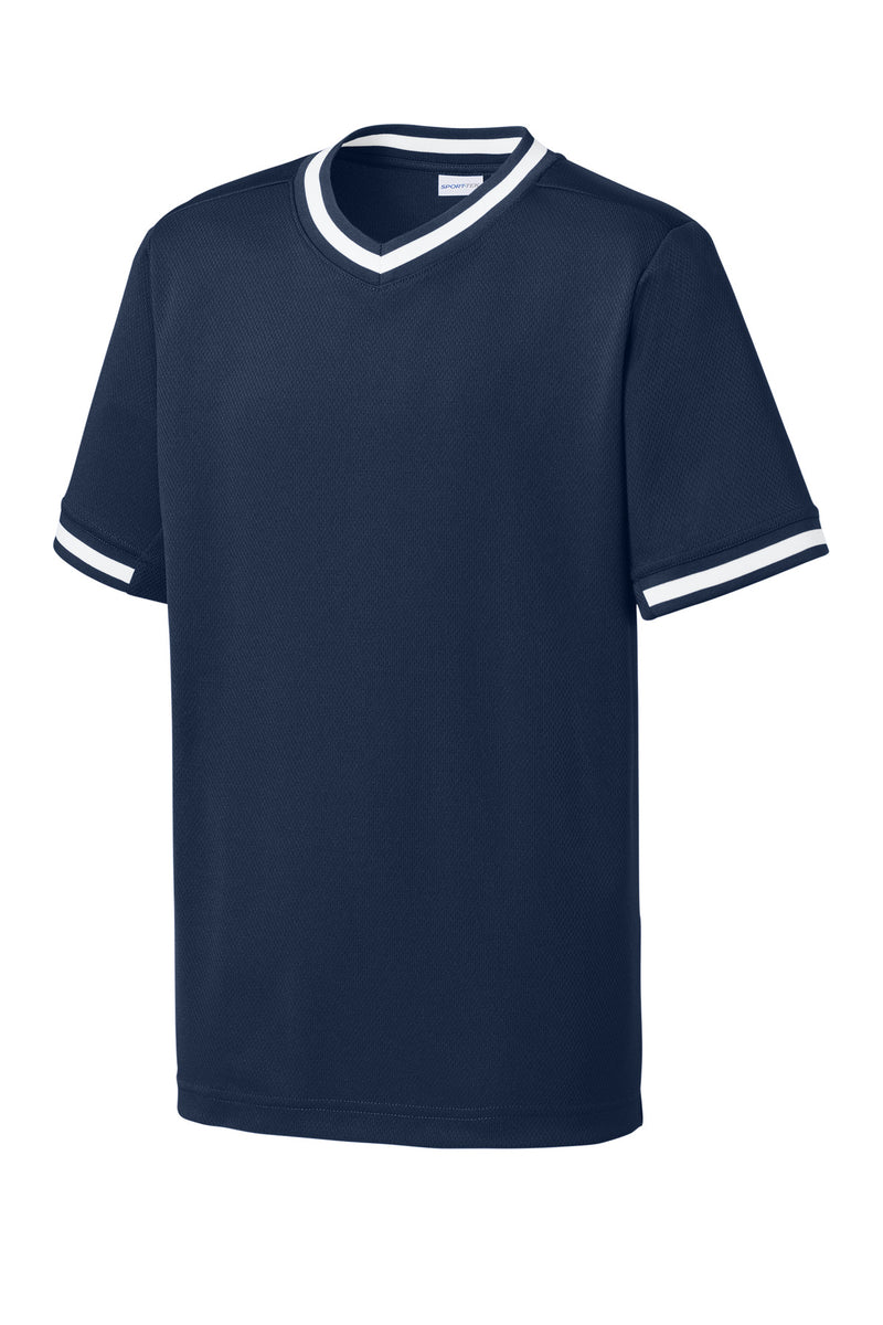 Sport-Tek Youth Tough Mesh V-Neck Baseball Jersey - True Navy