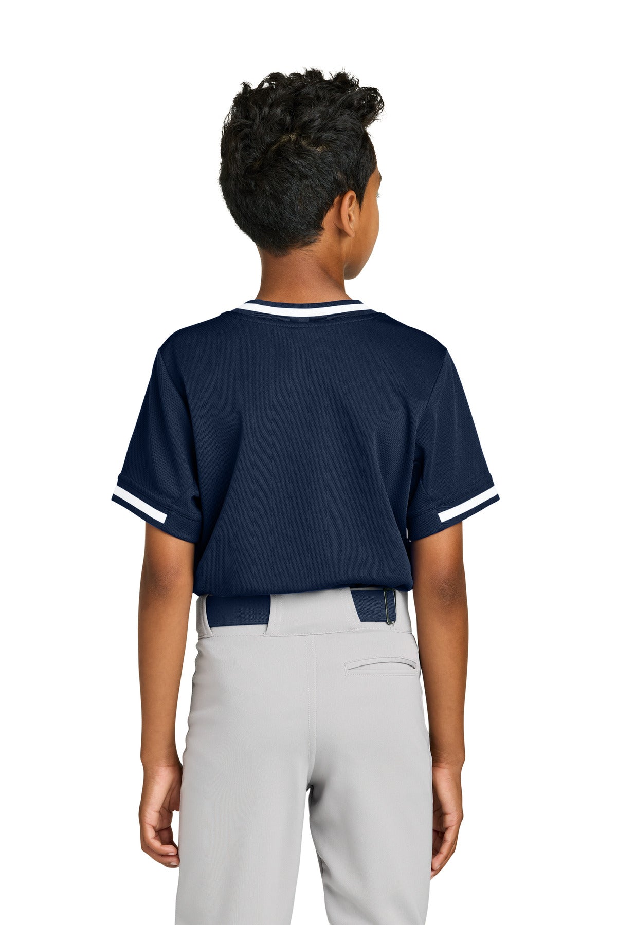 Sport-Tek Youth Tough Mesh V-Neck Baseball Jersey - True Navy