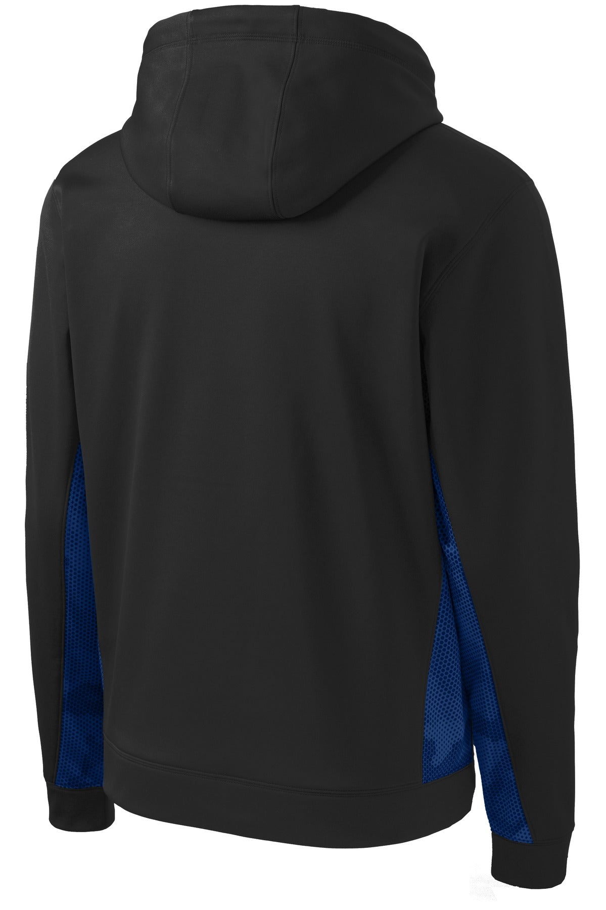 Sport-Tek Youth Sport-Wick CamoHex Fleece Colorblock Hooded Pullover - Black/ True Royal