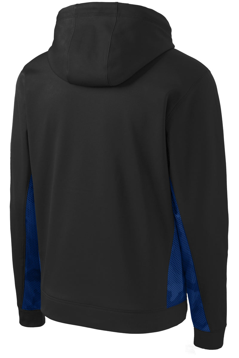 Sport-Tek Youth Sport-Wick CamoHex Fleece Colorblock Hooded Pullover - Black/ True Royal