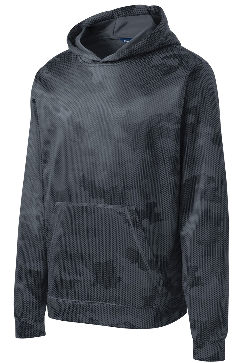 Sport-Tek Youth Sport-Wick CamoHex Fleece Hooded Pullover - Dark Smoke Grey