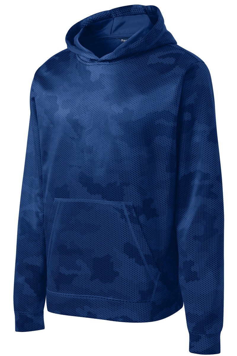 Sport-Tek Youth Sport-Wick CamoHex Fleece Hooded Pullover - True Royal
