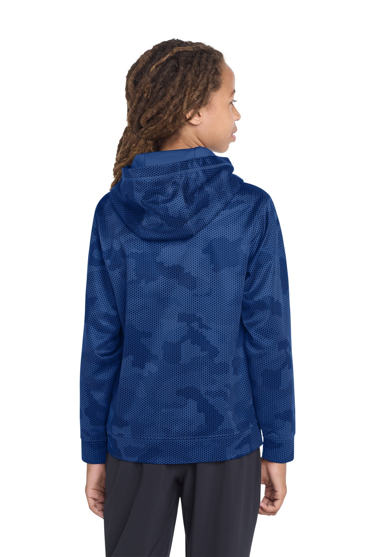 Sport-Tek Youth Sport-Wick CamoHex Fleece Hooded Pullover - True Royal