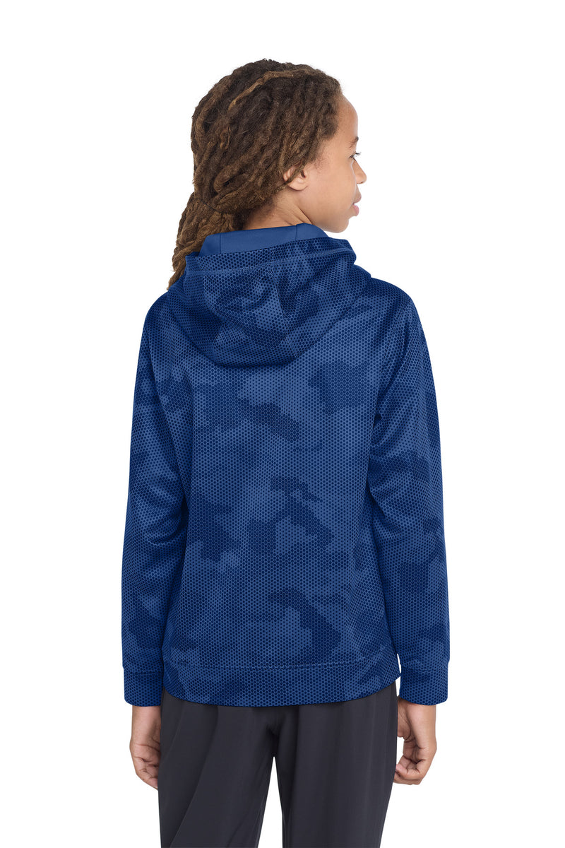 Sport-Tek Youth Sport-Wick CamoHex Fleece Hooded Pullover - True Royal