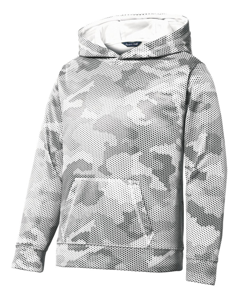 Sport-Tek Youth Sport-Wick CamoHex Fleece Hooded Pullover - White