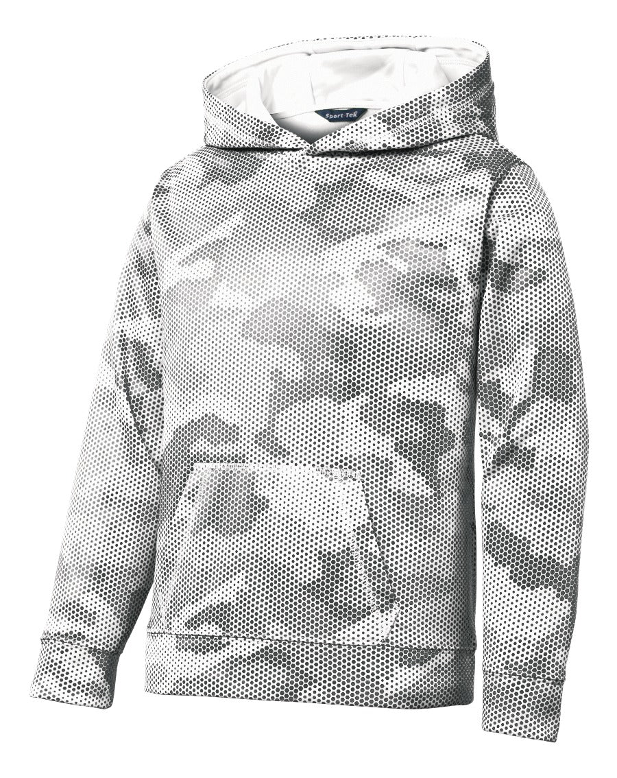 Sport-Tek Youth Sport-Wick CamoHex Fleece Hooded Pullover - White
