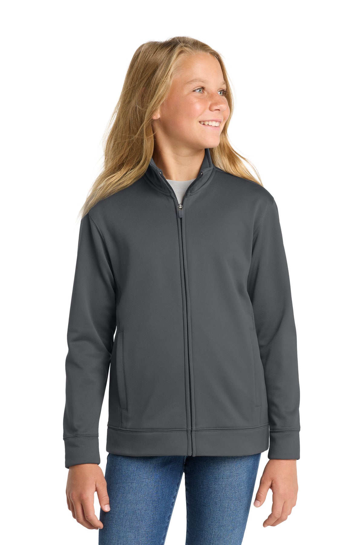 Sport-Tek Youth Sport-Wick Fleece Full-Zip Jacket - Dark Smoke Grey