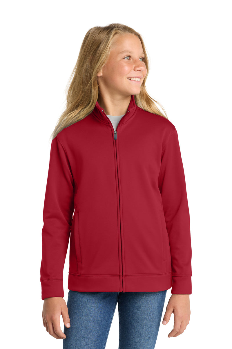 Sport-Tek Youth Sport-Wick Fleece Full-Zip Jacket - Deep Red