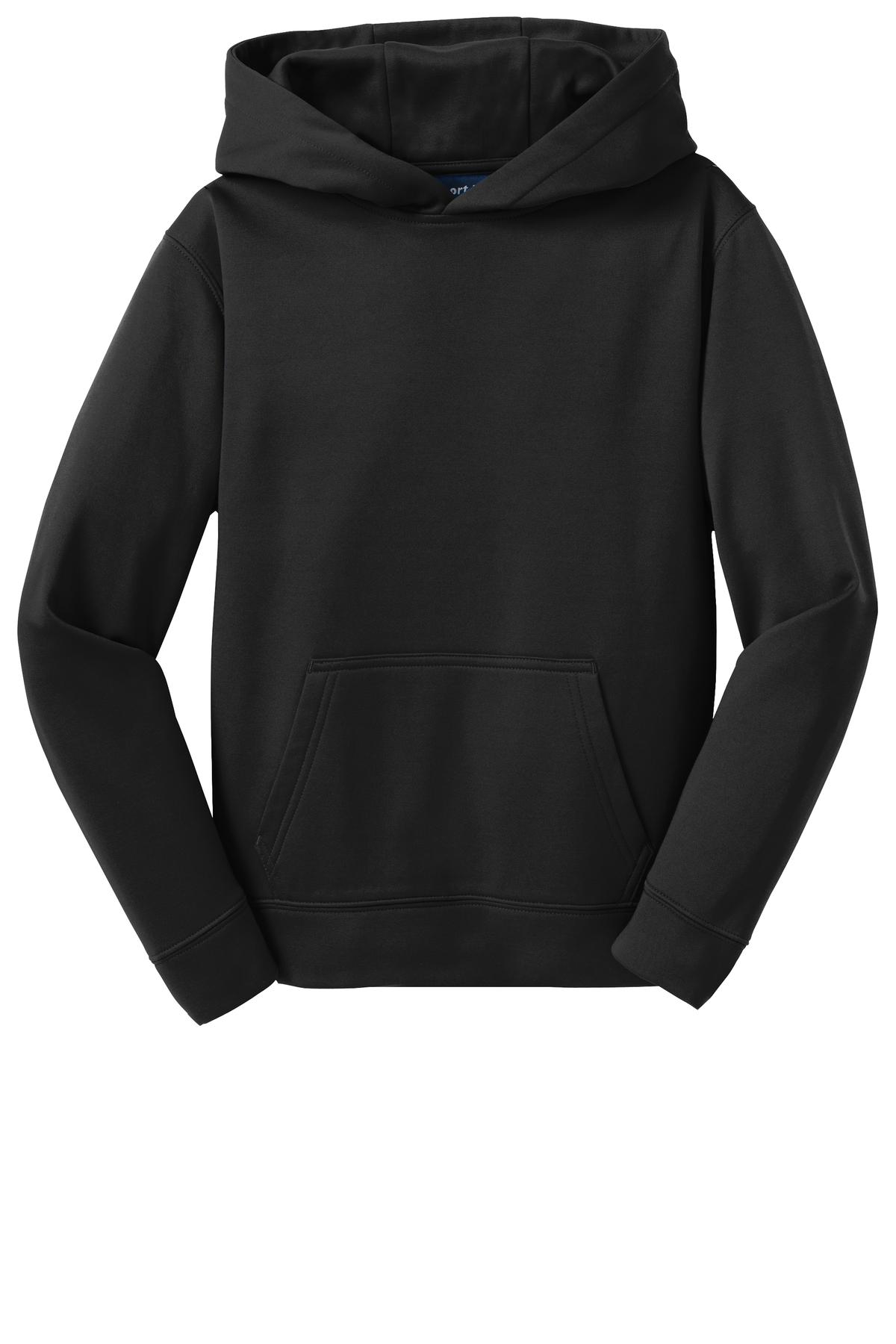 Sport-Tek Youth Sport-Wick Fleece Hooded Pullover - Black
