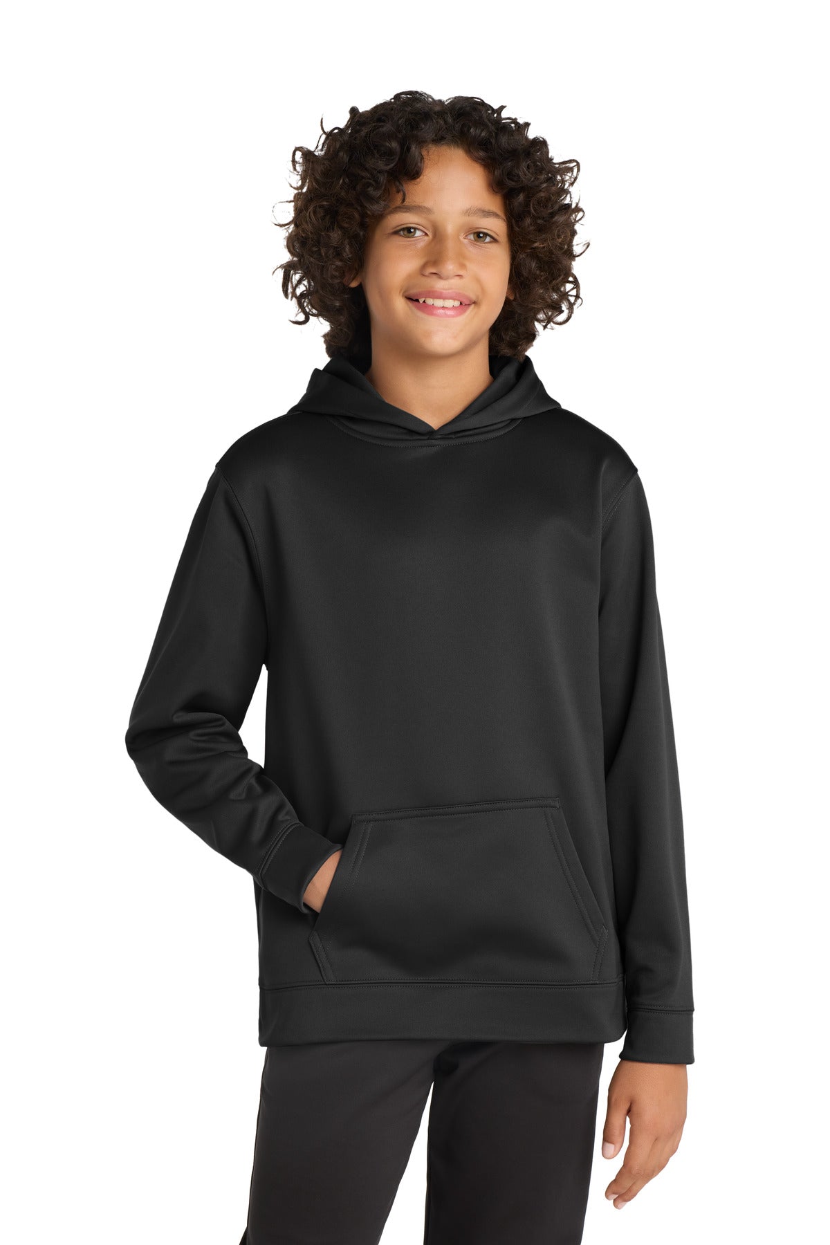 Sport-Tek Youth Sport-Wick Fleece Hooded Pullover - Black