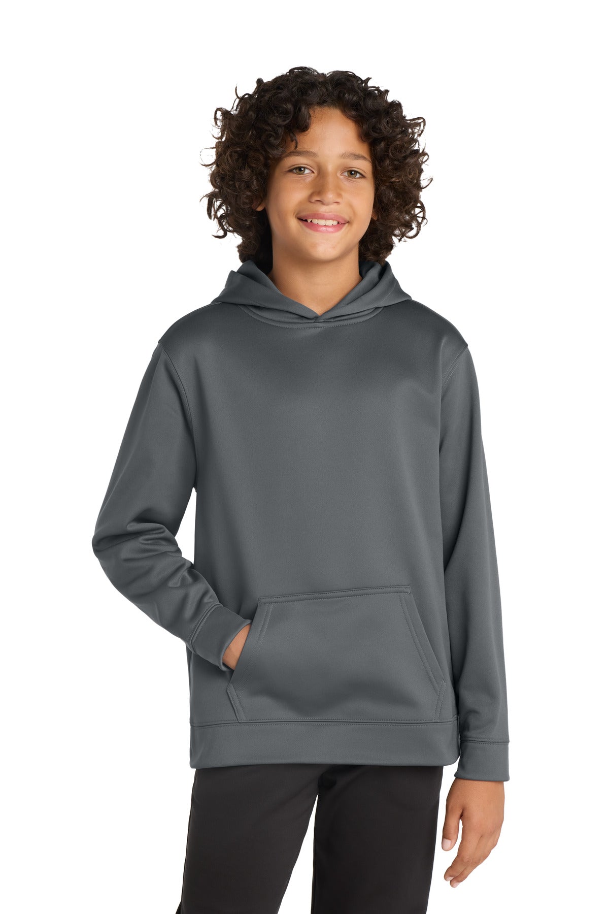 Sport-Tek Youth Sport-Wick Fleece Hooded Pullover - Dark Smoke Grey