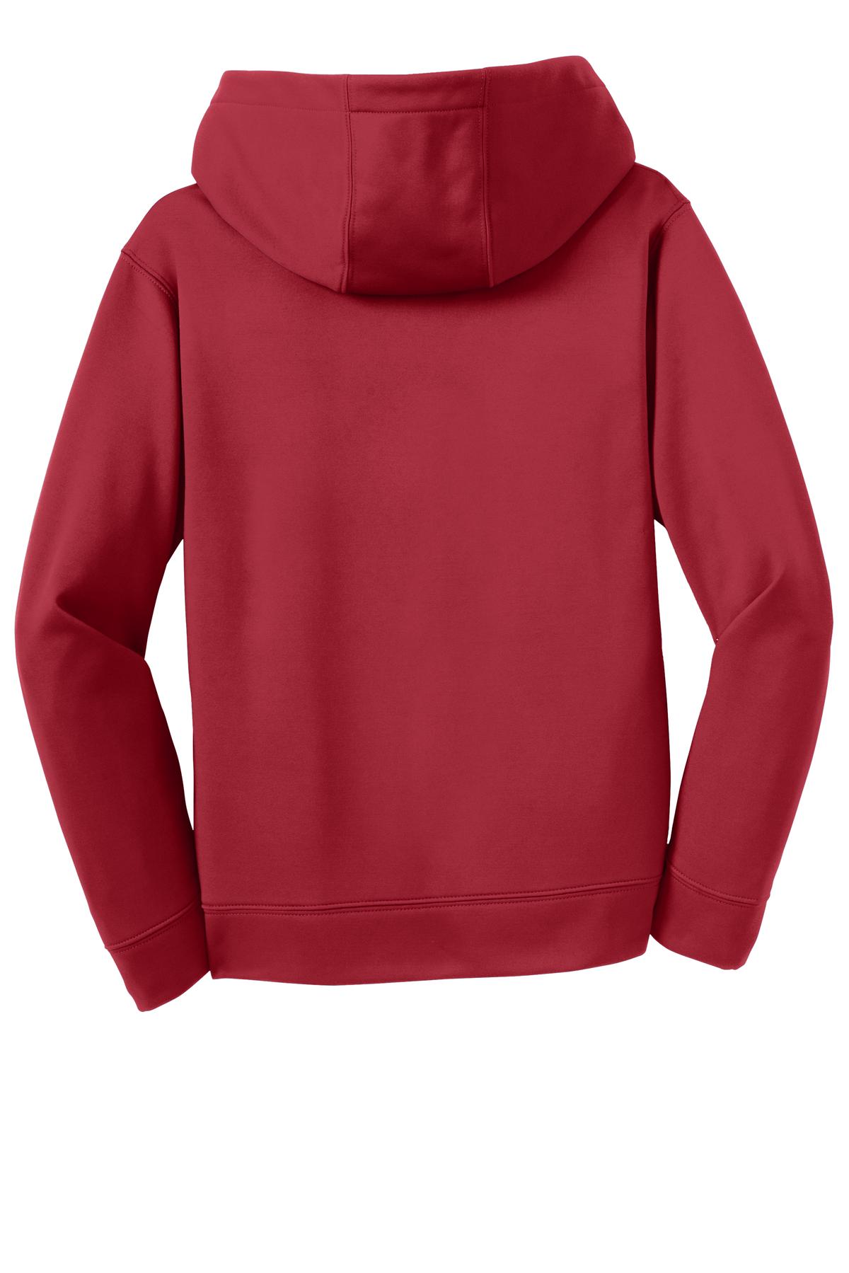Sport-Tek Youth Sport-Wick Fleece Hooded Pullover - Deep Red