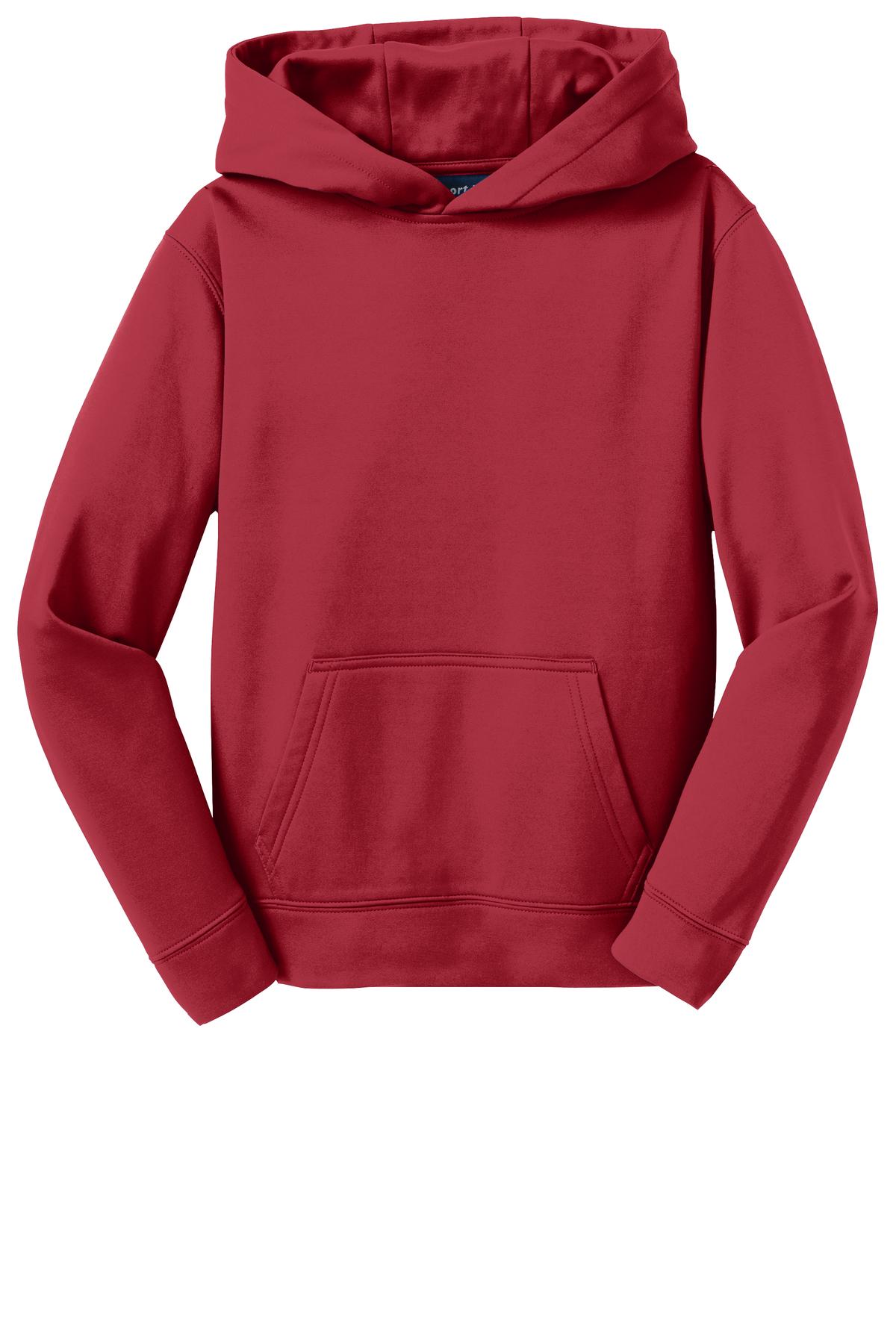 Sport-Tek Youth Sport-Wick Fleece Hooded Pullover - Deep Red