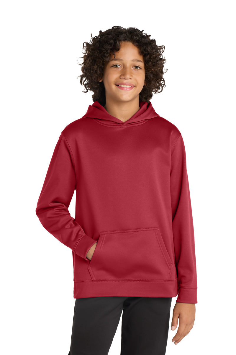 Sport-Tek Youth Sport-Wick Fleece Hooded Pullover - Deep Red