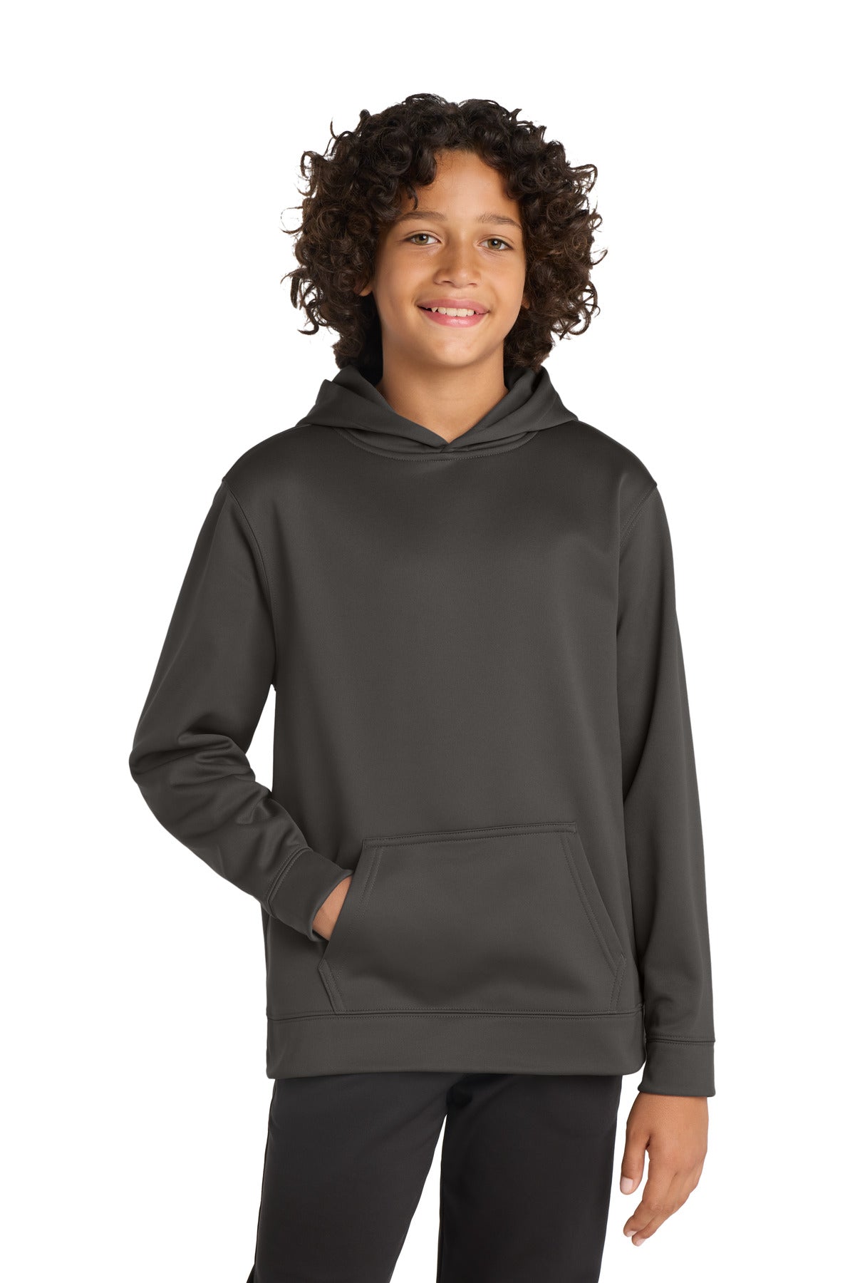 Sport-Tek Youth Sport-Wick Fleece Hooded Pullover - Iron Grey
