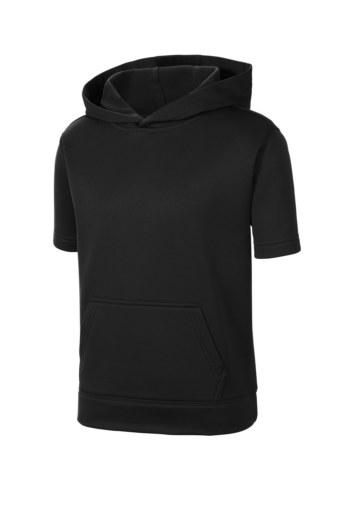 Sport-Tek  Youth Sport-Wick  Fleece Short Sleeve Hooded Pullover - Black