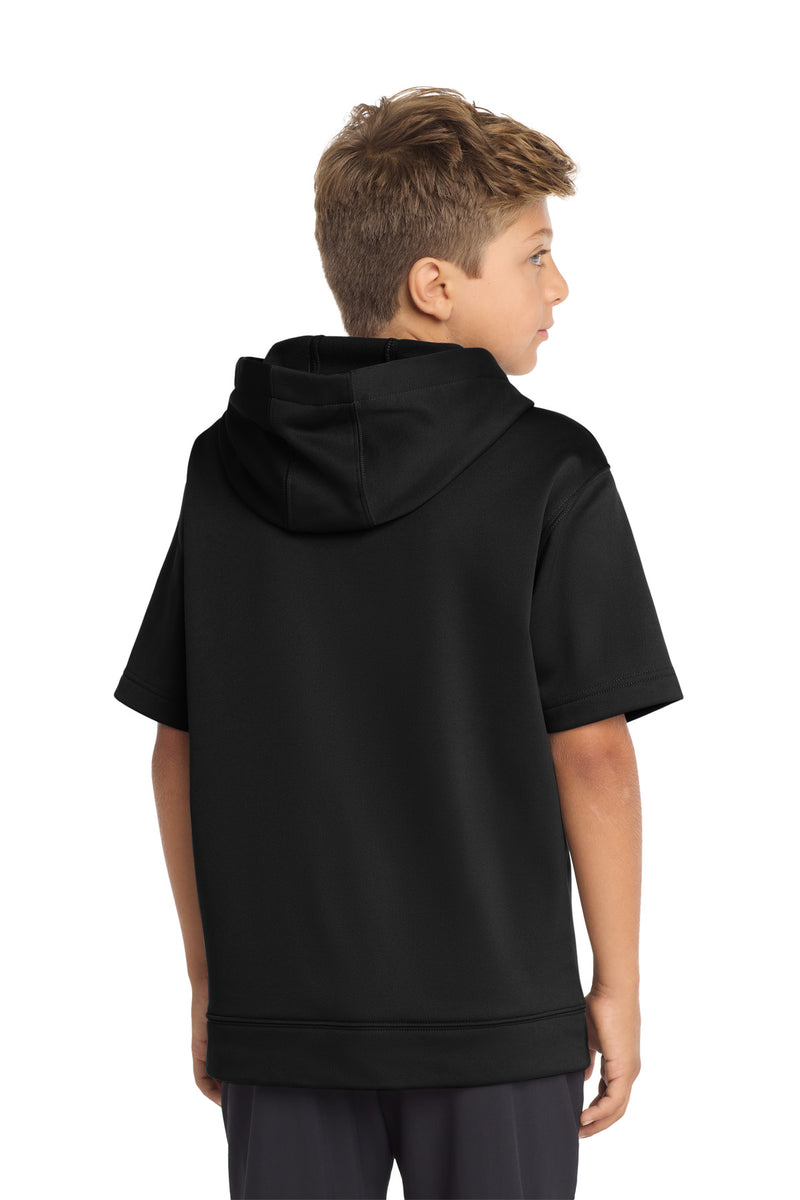 Sport-Tek  Youth Sport-Wick  Fleece Short Sleeve Hooded Pullover - Black