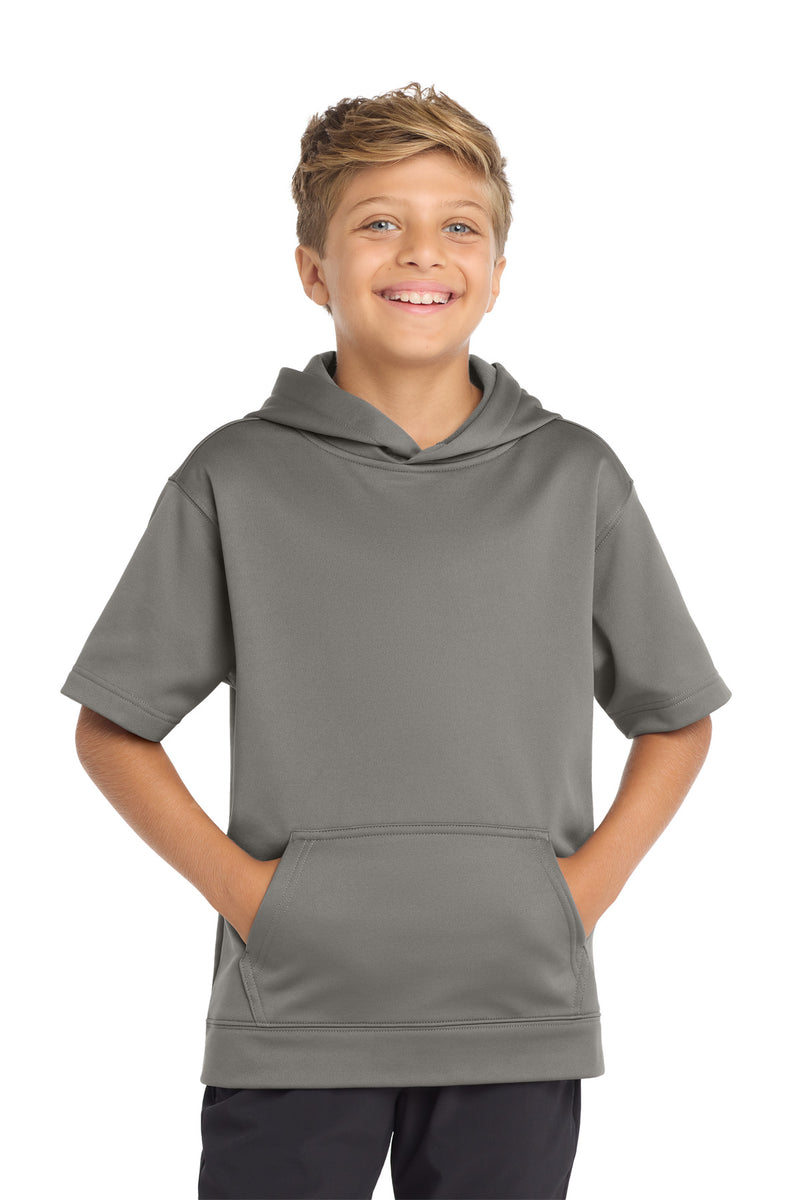 Sport-Tek  Youth Sport-Wick  Fleece Short Sleeve Hooded Pullover - Dark Smoke Grey