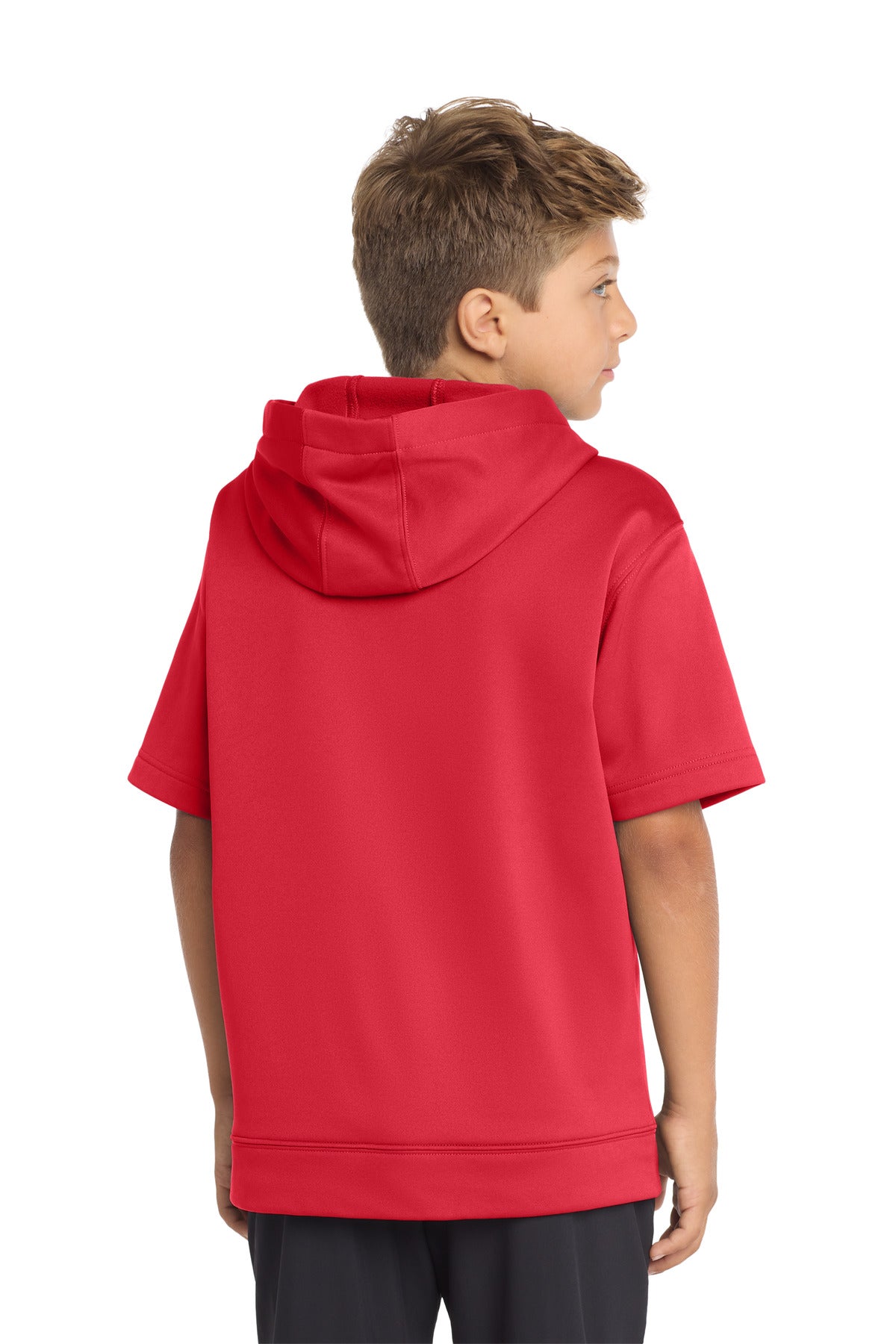 Sport-Tek  Youth Sport-Wick  Fleece Short Sleeve Hooded Pullover - Deep Red