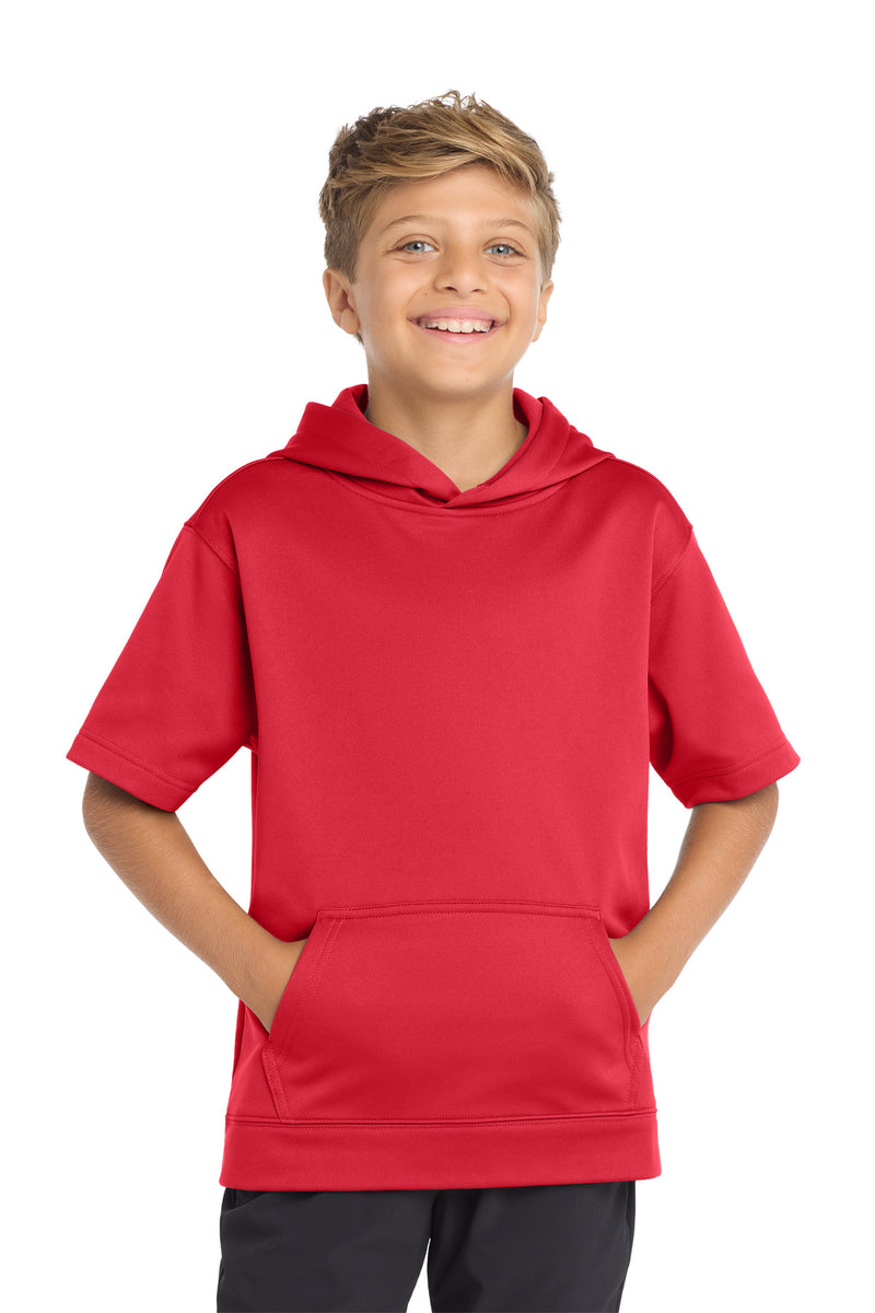 Sport-Tek  Youth Sport-Wick  Fleece Short Sleeve Hooded Pullover - Deep Red