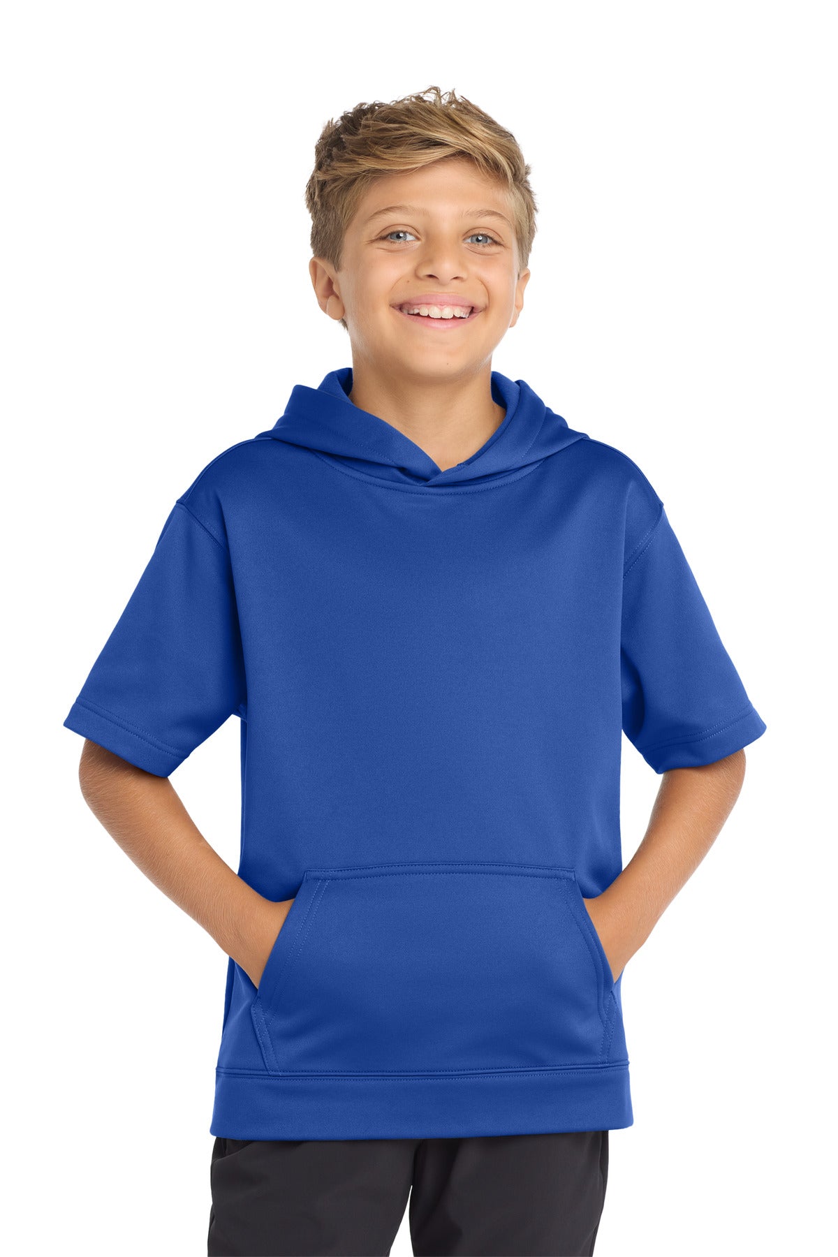 Sport-Tek  Youth Sport-Wick  Fleece Short Sleeve Hooded Pullover - True Royal