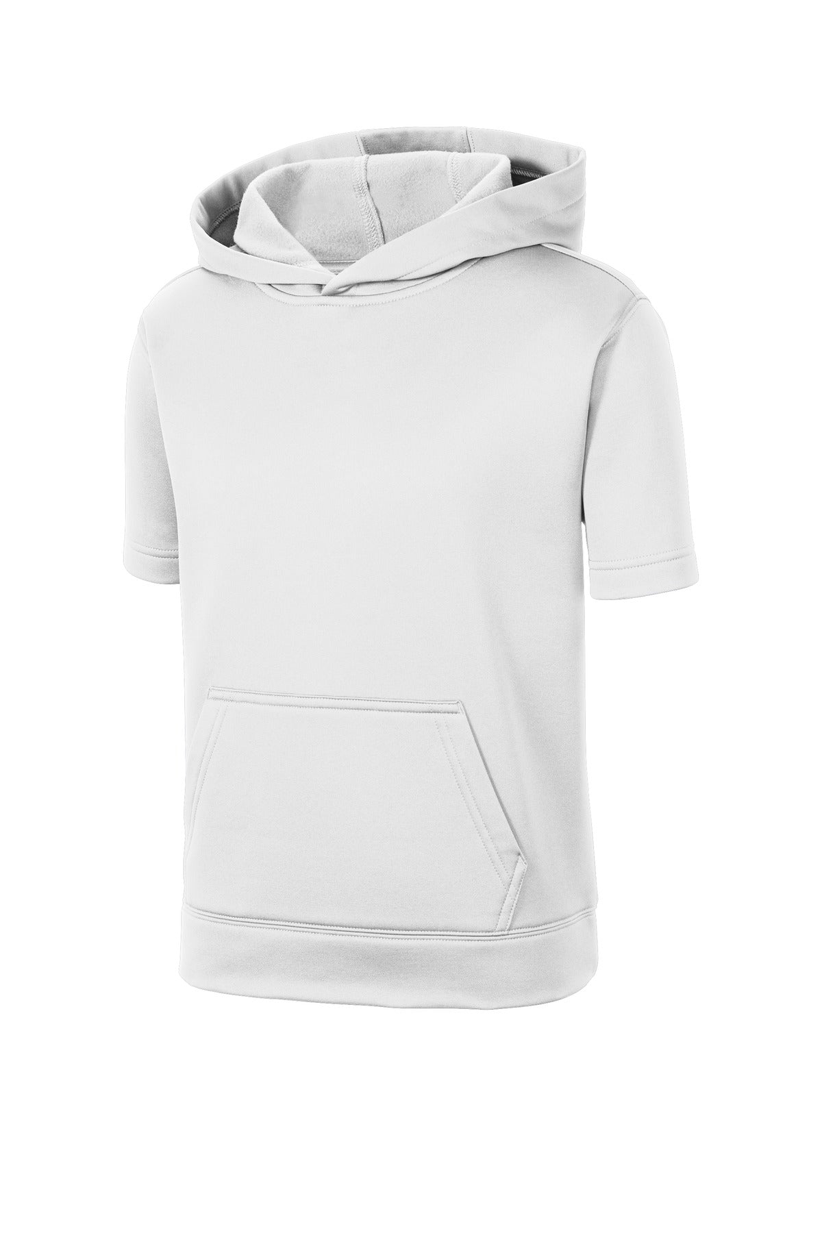 Sport-Tek  Youth Sport-Wick  Fleece Short Sleeve Hooded Pullover - White