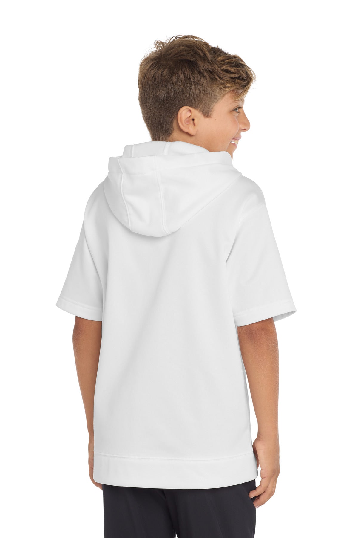 Sport-Tek  Youth Sport-Wick  Fleece Short Sleeve Hooded Pullover - White