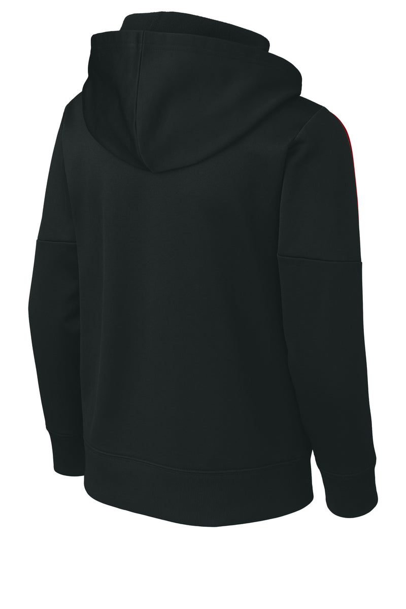 Sport-Tek Youth Sport-Wick Fleece United Pullover Hoodie - Black/ Deep Red