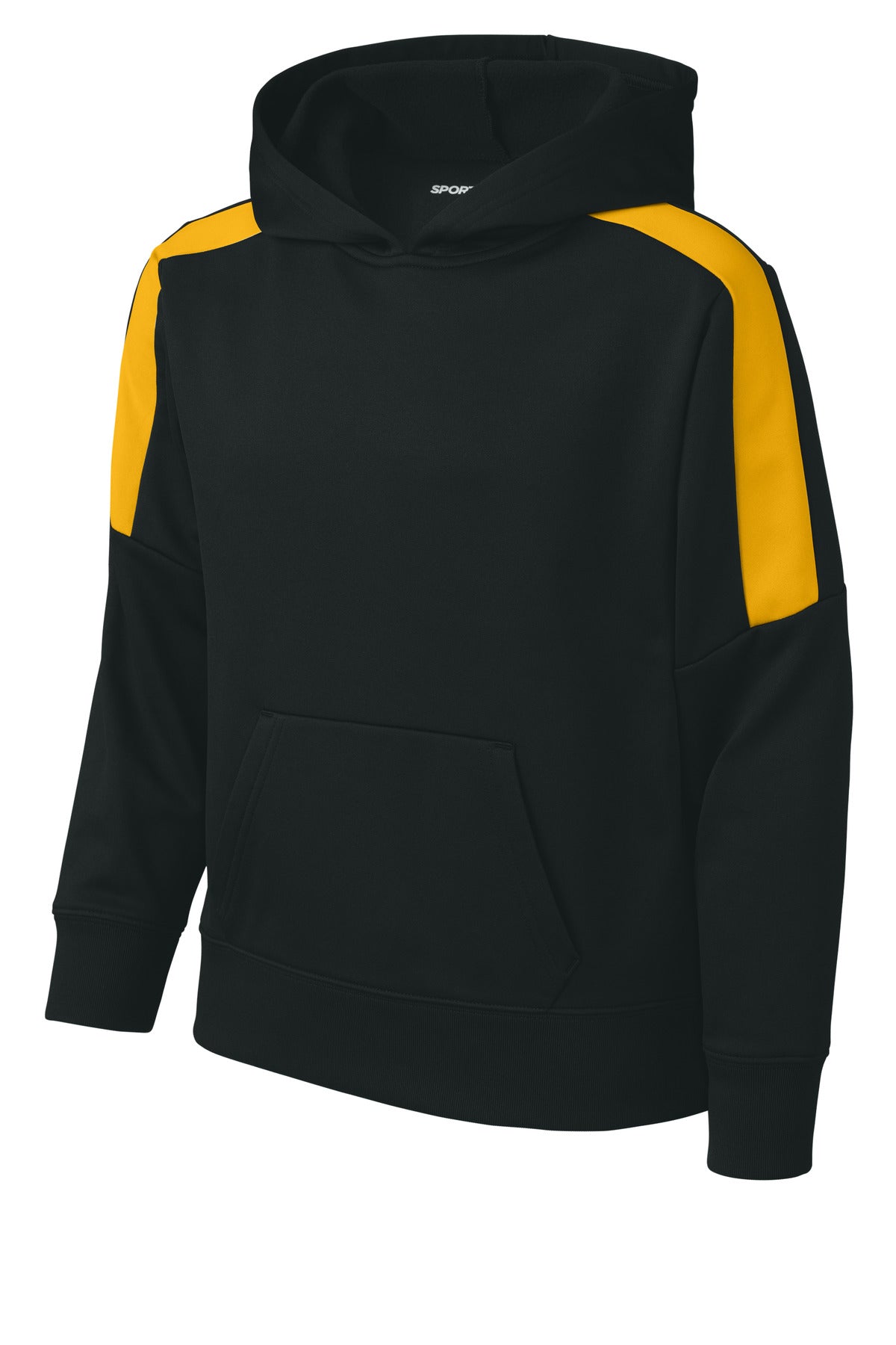 Sport-Tek Youth Sport-Wick Fleece United Pullover Hoodie - Black/ Gold