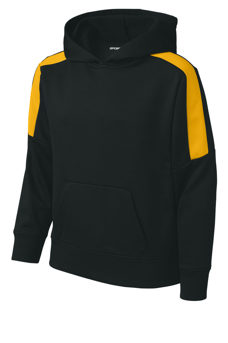 Sport-Tek Youth Sport-Wick Fleece United Pullover Hoodie - Black/ Gold