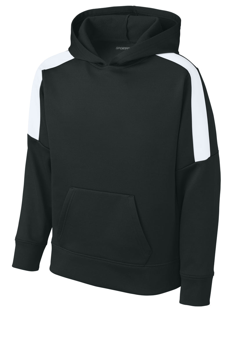 Sport-Tek Youth Sport-Wick Fleece United Pullover Hoodie - Black/ White
