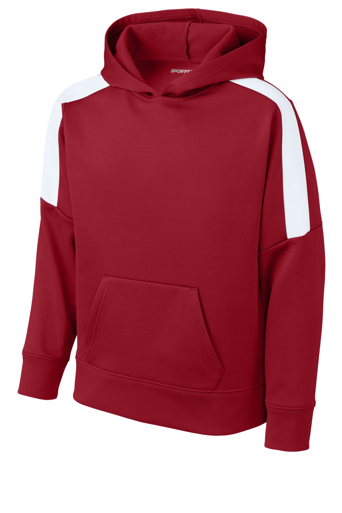 Sport-Tek Youth Sport-Wick Fleece United Pullover Hoodie - Deep Red/ White