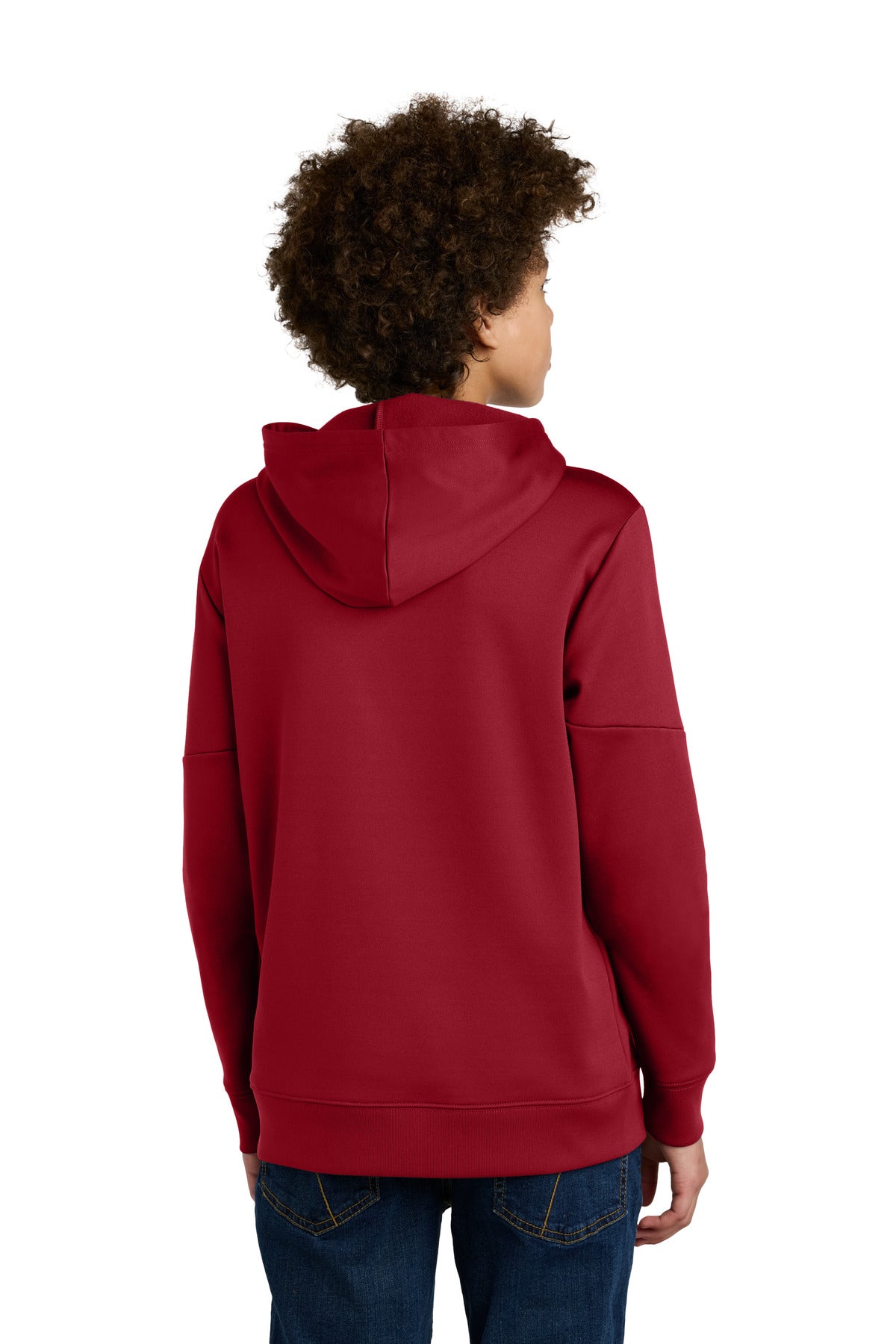 Sport-Tek Youth Sport-Wick Fleece United Pullover Hoodie - Deep Red/ White