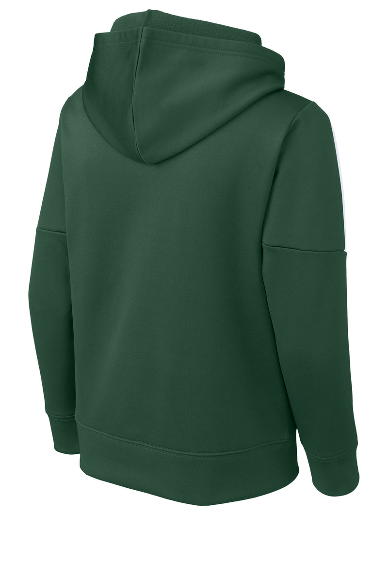 Sport-Tek Youth Sport-Wick Fleece United Pullover Hoodie - Forest Green/ White