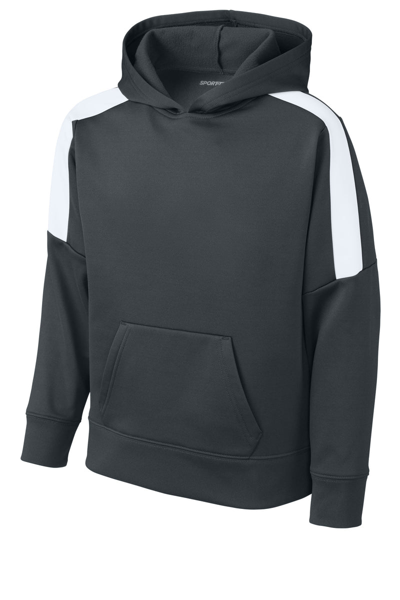 Sport-Tek Youth Sport-Wick Fleece United Pullover Hoodie - Iron Grey/ White