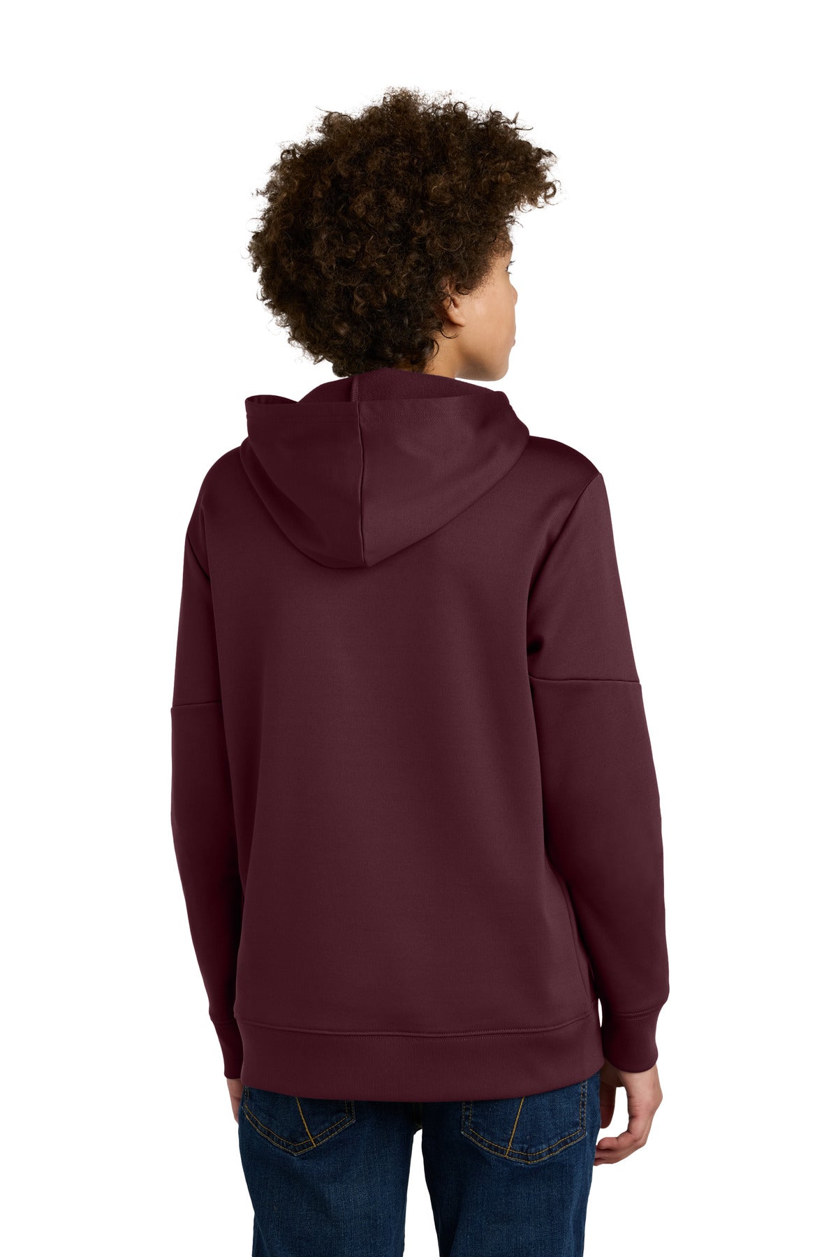 Sport-Tek Youth Sport-Wick Fleece United Pullover Hoodie - Maroon/ White