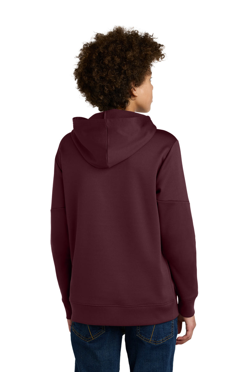 Sport-Tek Youth Sport-Wick Fleece United Pullover Hoodie - Maroon/ White