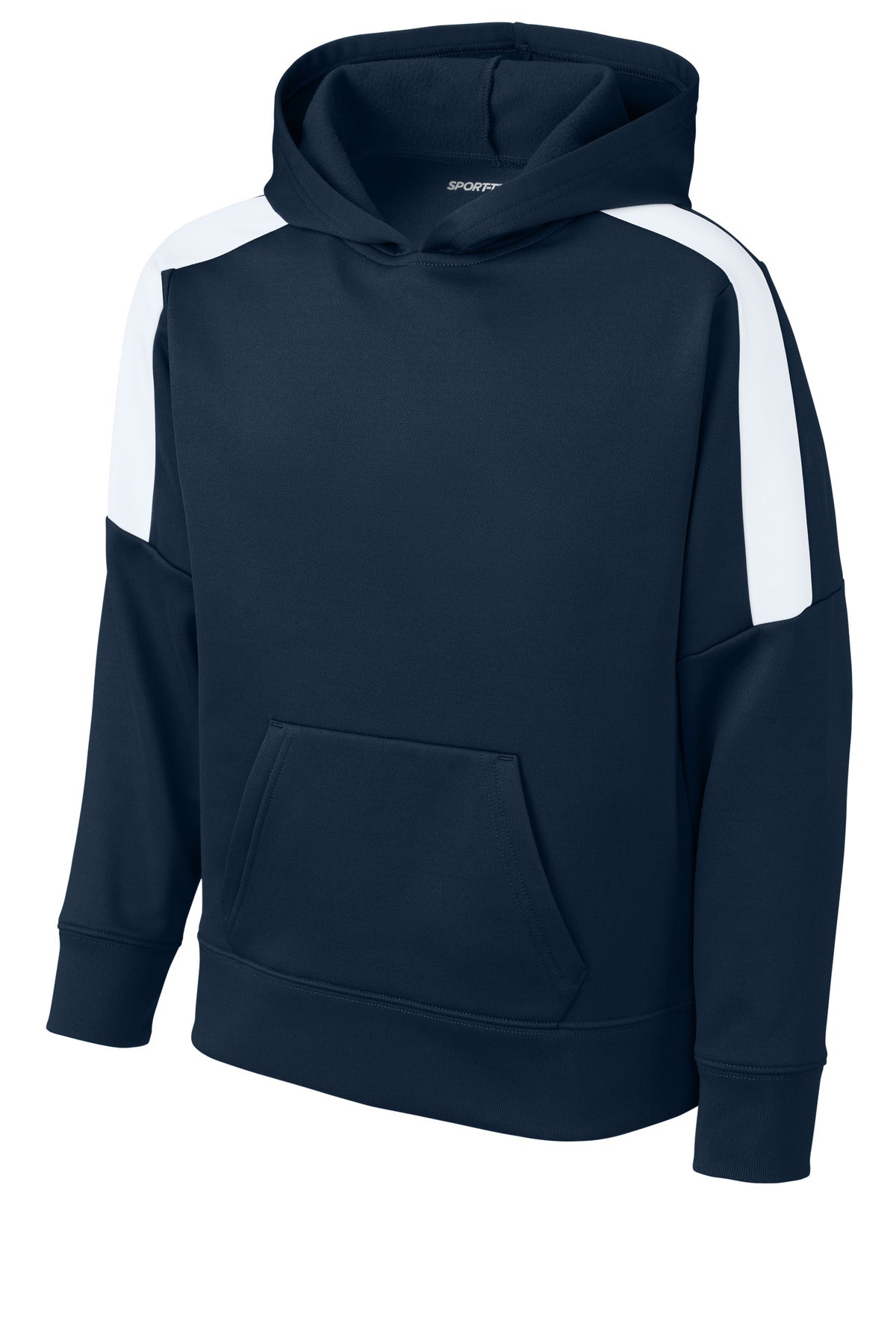 Sport-Tek Youth Sport-Wick Fleece United Pullover Hoodie - Navy/ White