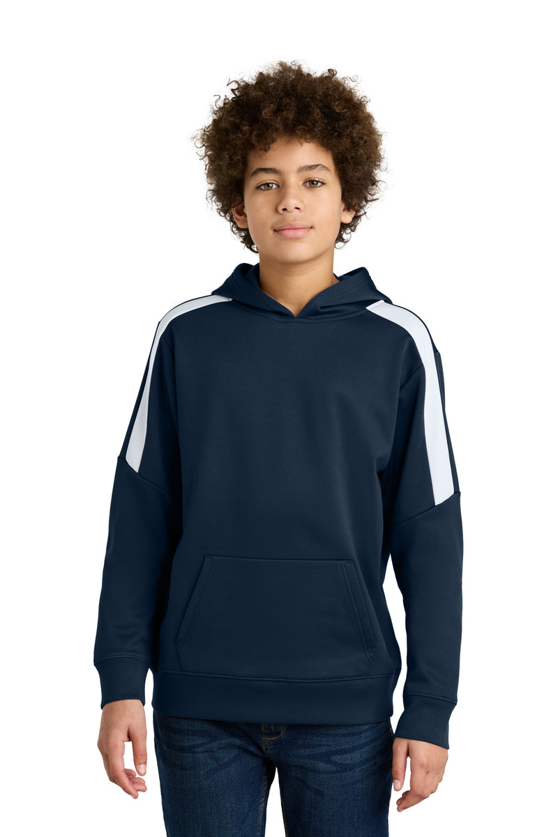 Sport-Tek Youth Sport-Wick Fleece United Pullover Hoodie - Navy/ White